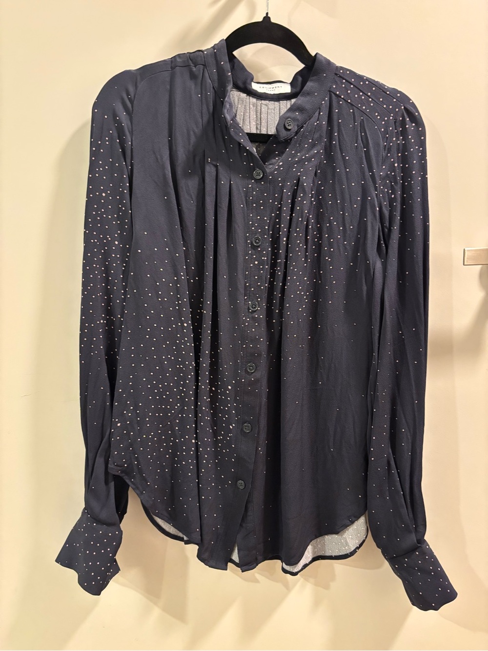 Equipment Navy Blouse with Light Pink Dot Detail